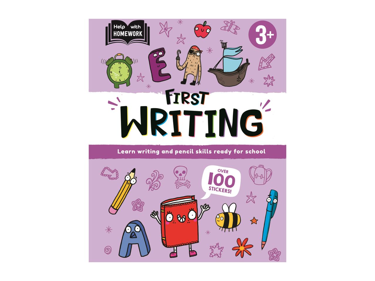 First Writing book with over 100 stickers for ages 3+.