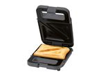 Open sandwich maker with a golden brown grilled cheese sandwich inside.