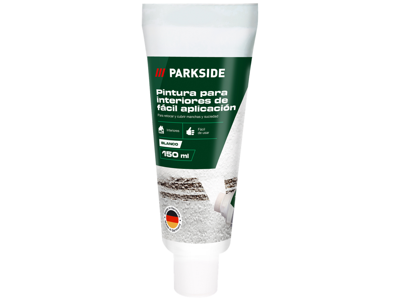 Tinta interior Parkside em tubo, 150 ml, branca.