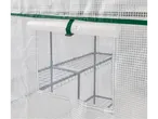 Parkside® Gewächshaus: Window detail with roll-up net and shelves inside