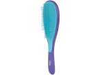 Uma escova de cabelo Cien Beauty roxa e azul-clara.