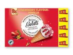 Bon Gelati jordbær-vanilje isvafler (8 stk).