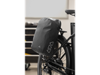 Crivit waterproof bike bag on a black bicycle.