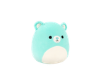 A light blue Squishmallows plush toy with a white belly and face, and black eyes and nose.