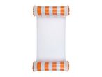 Orange and white striped inflatable pool hammock with a mesh center