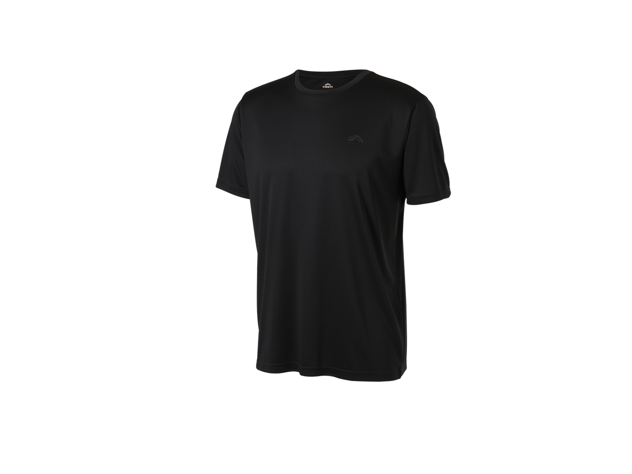Juodi Crivit® vyriški trumparankoviai funkciniai marškinėliai.