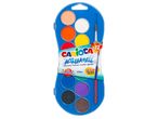 Комплект акварелни бои Carioca Acquarell с 12 цвята и четка.