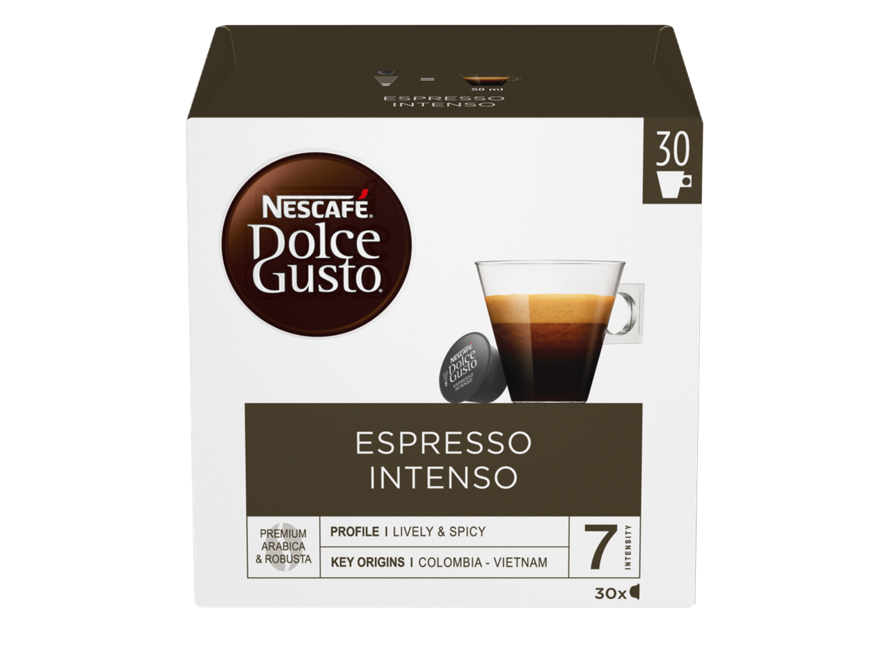 Nescafé Dolce Gusto Espresso Intenso kapszulák: 30 db, intenzív íz.