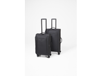 Esmara Trolley Suitcase Set: Two black soft-shell suitcases with telescopic handles and wheels.