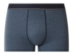 Férfi boxer alsó sötétkék színben, fekete derékpánttal és szürke csíkokkal.