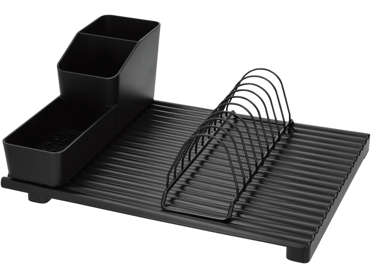 Στεγνωτήριο πιάτων W5® με βάση πιάτων και καλάθι μαχαιροπίρουνων, μαύρο