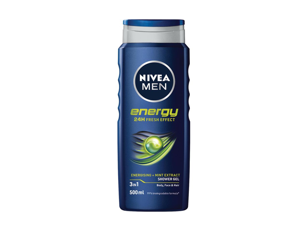 NIVEA MEN energy zuhanyszuperzselé, 500 ml, frissítő hatású.