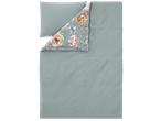 Livarno Microfibre Satin Bedlinen: Sage green duvet cover with a floral pattern on the folded corner.
