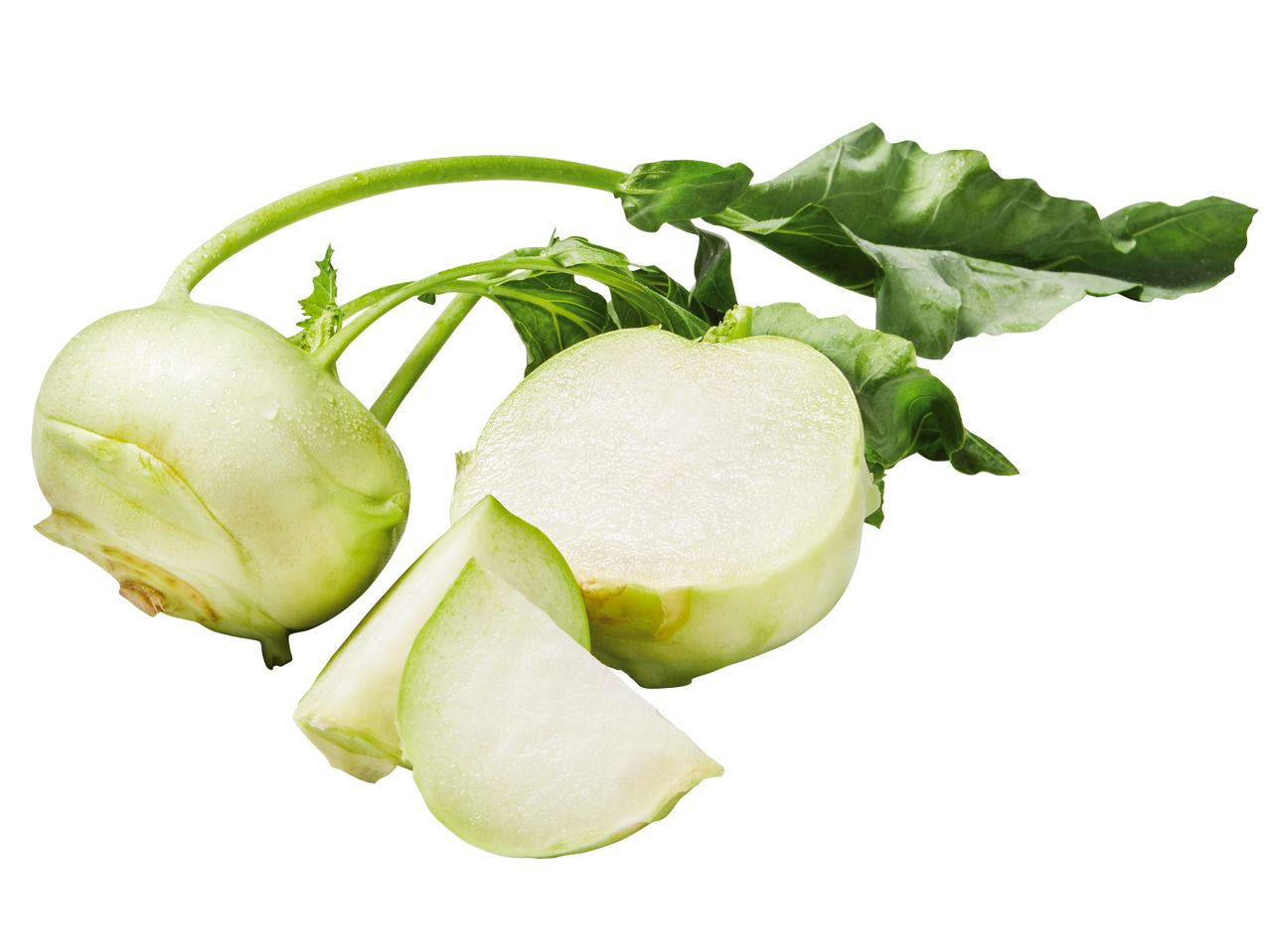 Kohlrabi: ganz und in Scheiben geschnitten.