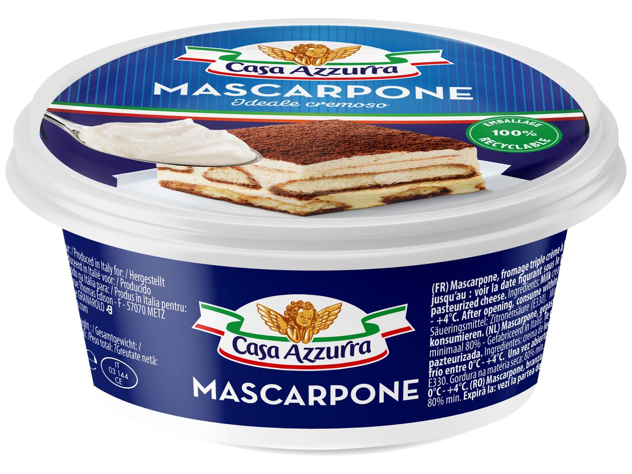 Pot de mascarpone C'est Alpino.