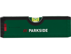 Um nível a laser Parkside verde e preto com régua e nível de bolha.