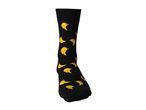 Black crew sock with a yellow banana pattern