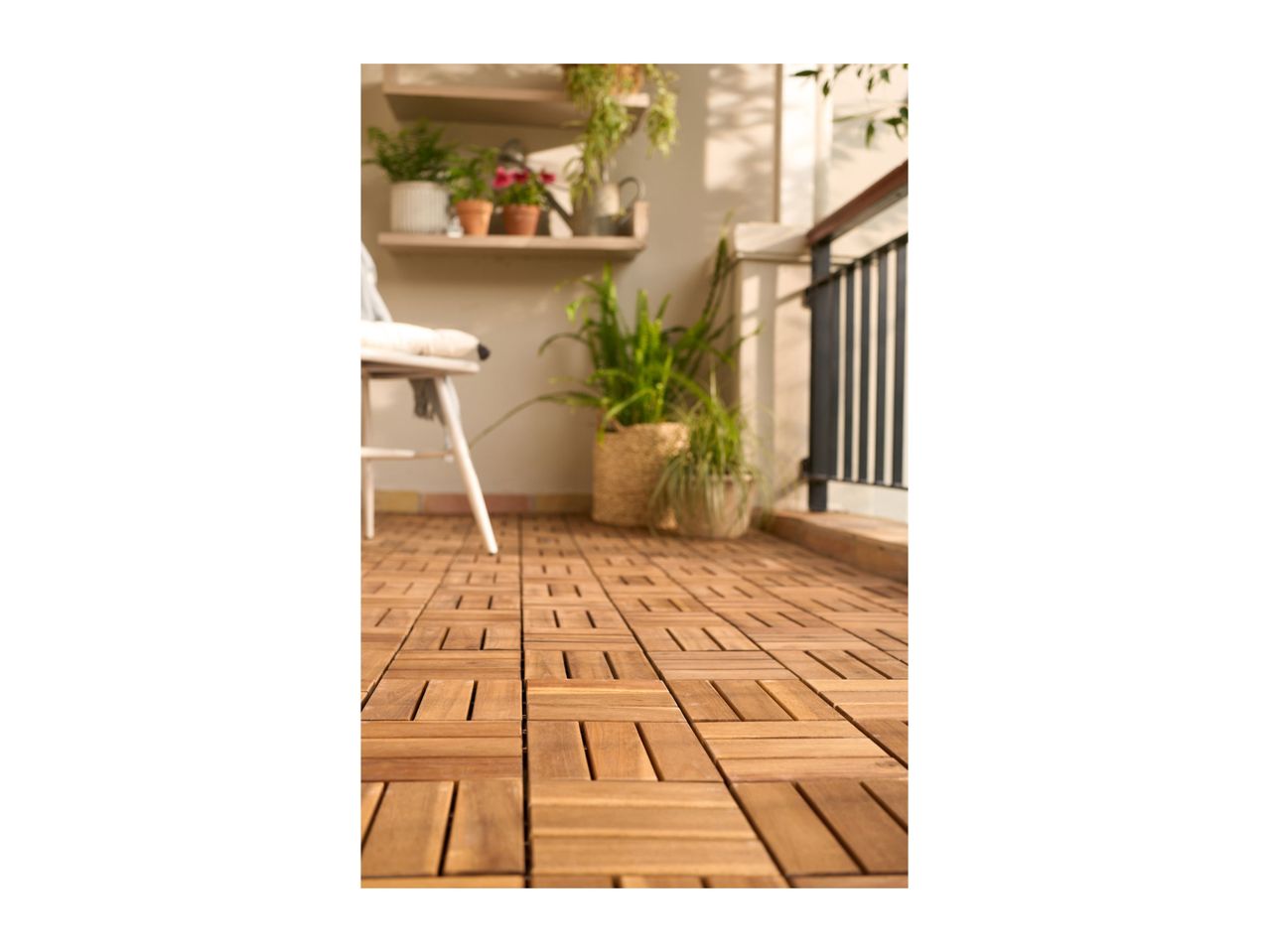 Go to full screen view: Livarno Home Wooden Decking Tiles - 9 Pack - Image 3