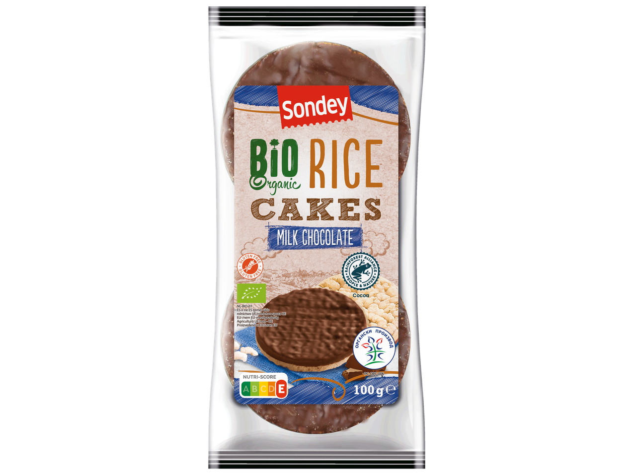 Sondey Bio Rice Cakes tejcsokoládéval.