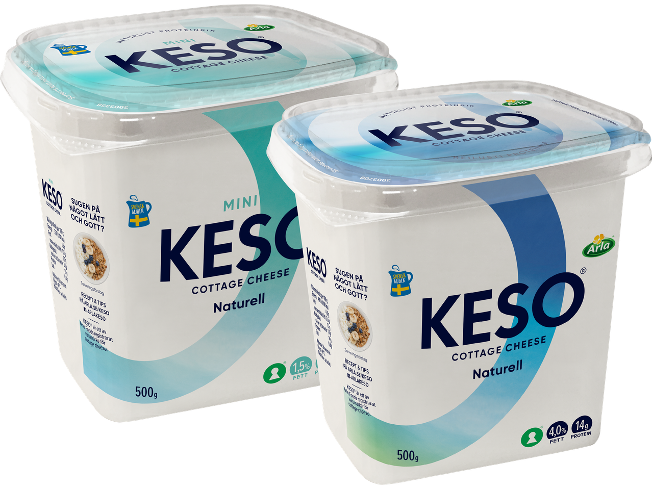 Två förpackningar med Keso.