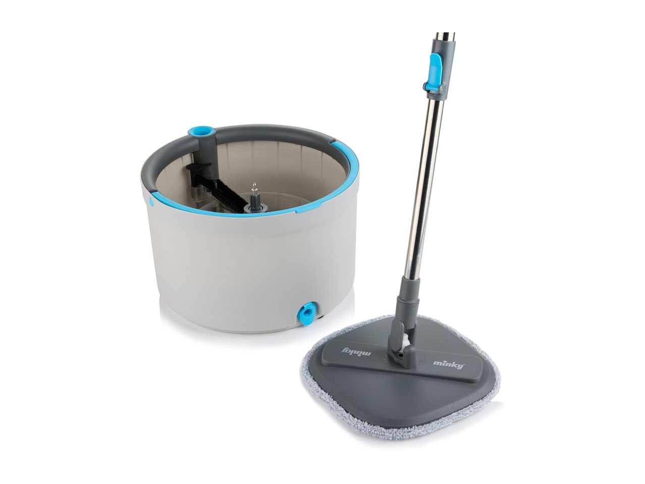 Minky spin mop and bucket set on a white background.
