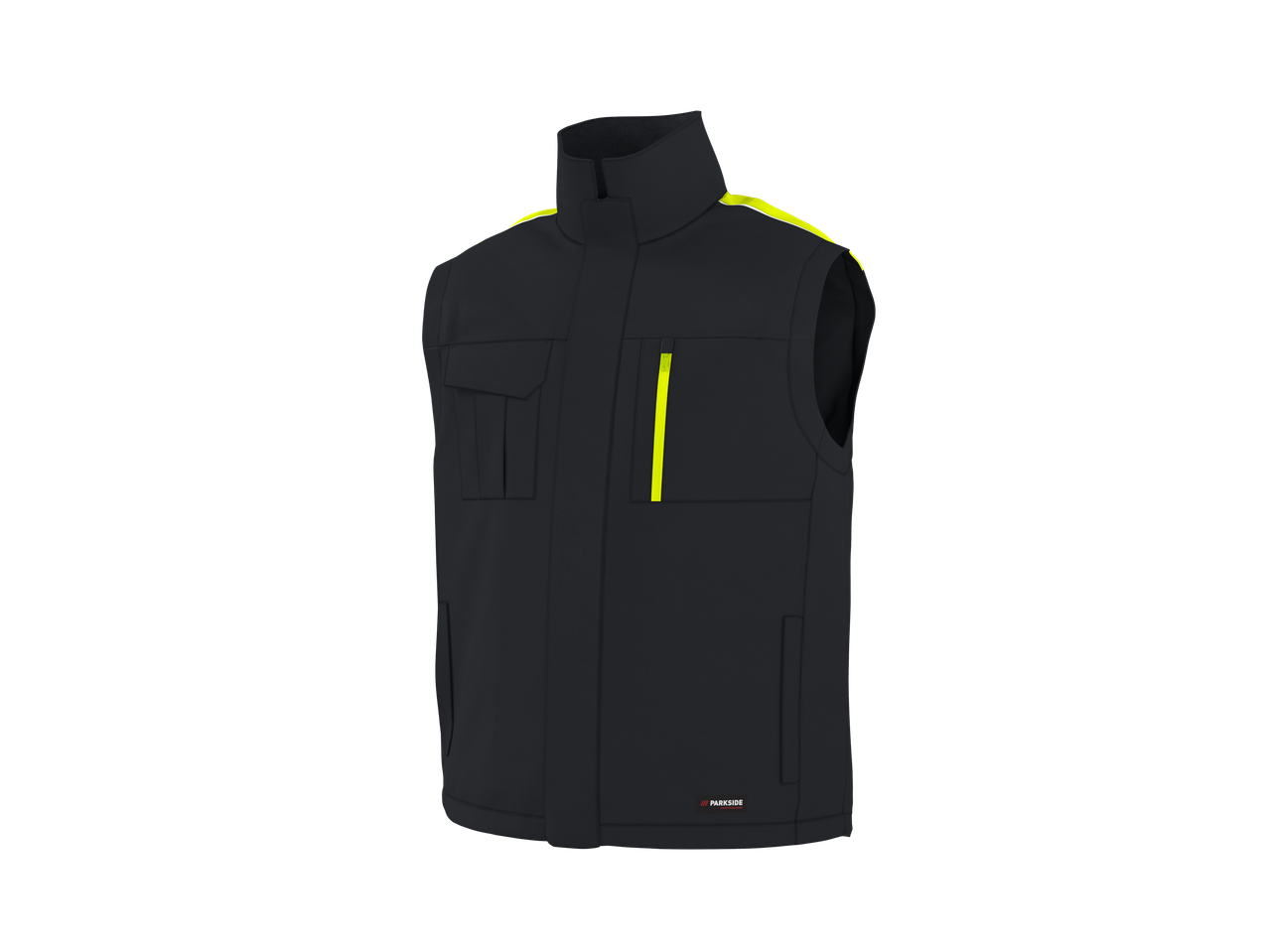 PARKSIDE PERFORMANCE vīriešu darba veste melnā krāsā ar neona dzelteniem akcentiem