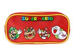 Red pencil case with Super Mario characters: Luigi, Bowser, Mario, and two Boos.