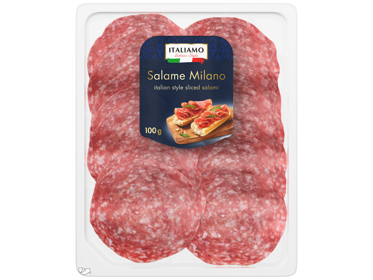 Barquette de salame Milano tranché, style italien, 100g.