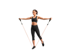 Naine treenib fitnessi vastupanukummiga