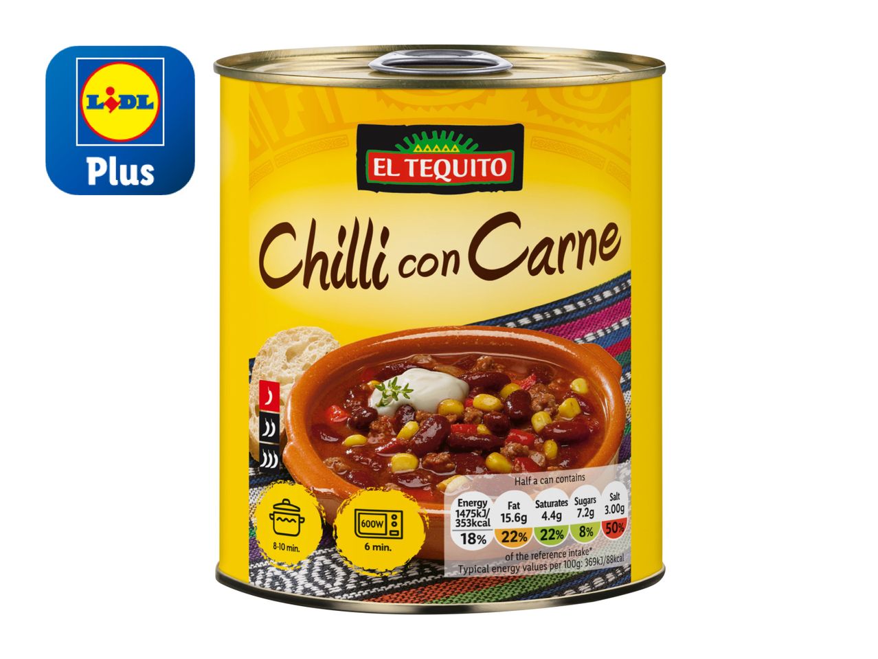Lidl's El Tigre Chilli con Carne canned soup.