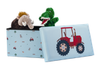 LIVARNO Pufas-daiktadėžė com tema de quinta e brinquedos de mamute e dinossauro