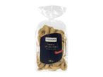 A clear plastic bag of tarallini with 14% olive oil and chili, weighing 500g.