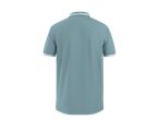 T-shirt polo ESMARA MEN azul-clara com gola e mangas listradas, vista traseira.