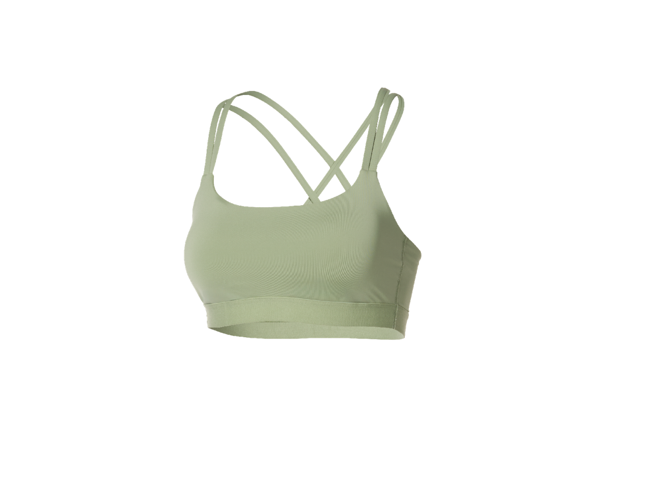 Спортен сутиен в цвят мента с кръстосани презрамки на гърба.