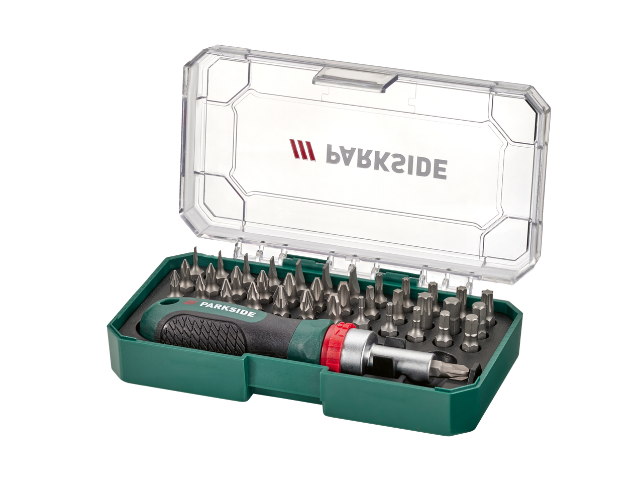 Σετ κατσαβιδιών Parkside σε διαφανή θήκη.