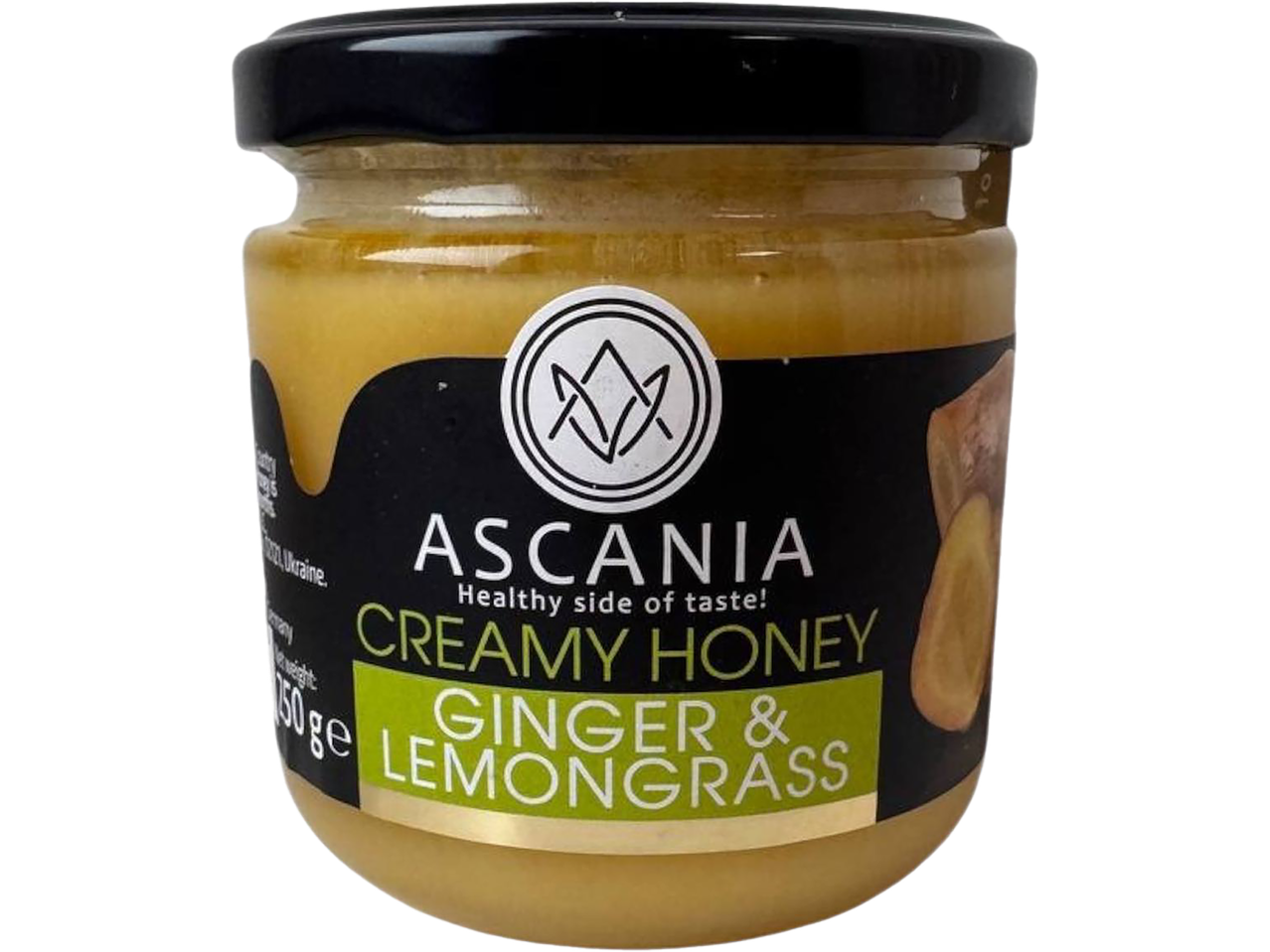 Ascania kreminis medus su imbieru ir citrinžole, 250g.