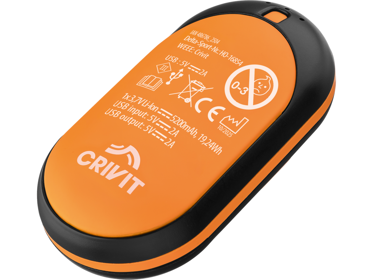 CRIVIT Rechargeable Hand Warmer with product details and specifications