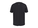 Black short-sleeved sports t-shirt with a reflective striped detail on the back.