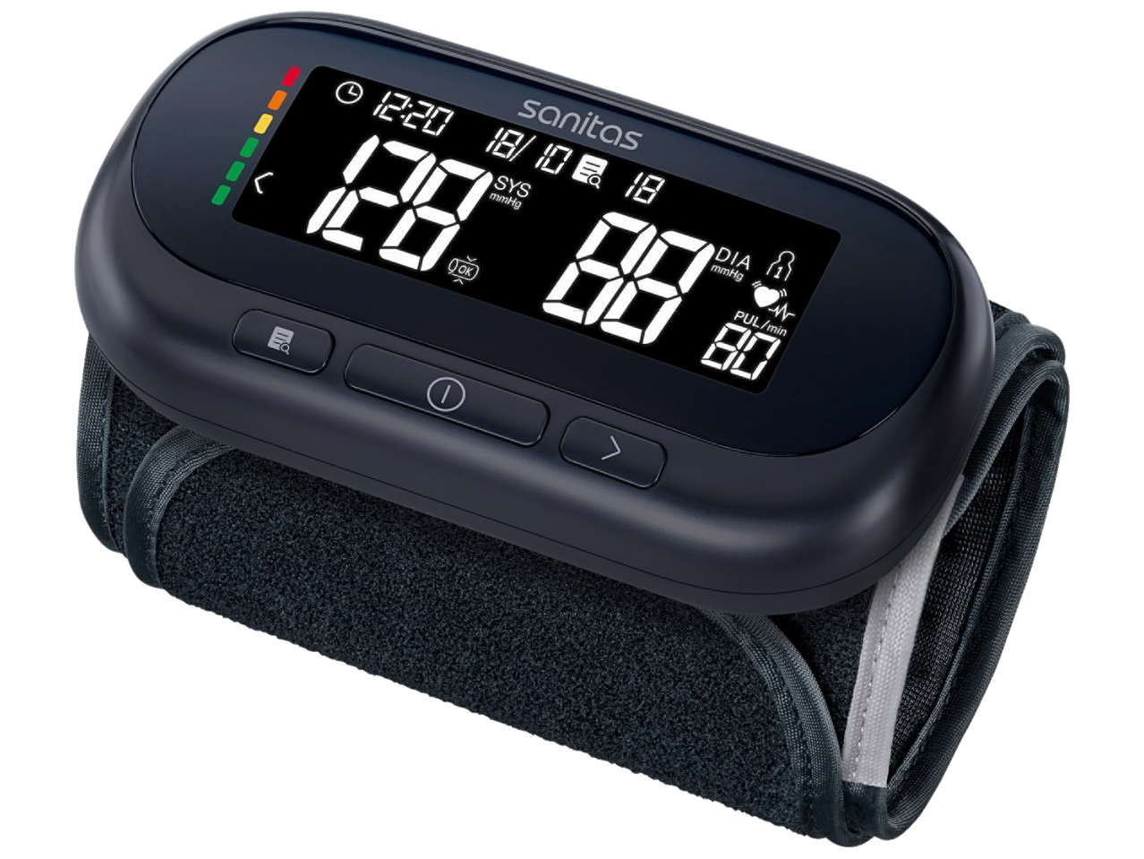 Sanitas digitālais asinsspiediena mērītājs ar lielu displeju.