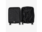 Mala de viagem preta aberta com rodas, 30 L de capacidade, com logótipos 'esmara' no interior.