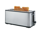SILVERCREST® 850W Toaster with two slices of toast, one white and one whole wheat.