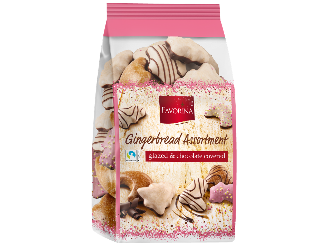Favorina mézeskalács válogatás, mázas és csokoládéval bevont karácsonyi sütemények.