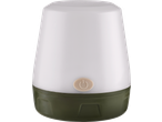 CRIVIT Camping Lamp with a white top and a dark green base, featuring a power button.