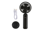 TRONIC crni prenosivi ventilator sa USB kablom za punjenje i postoljem.