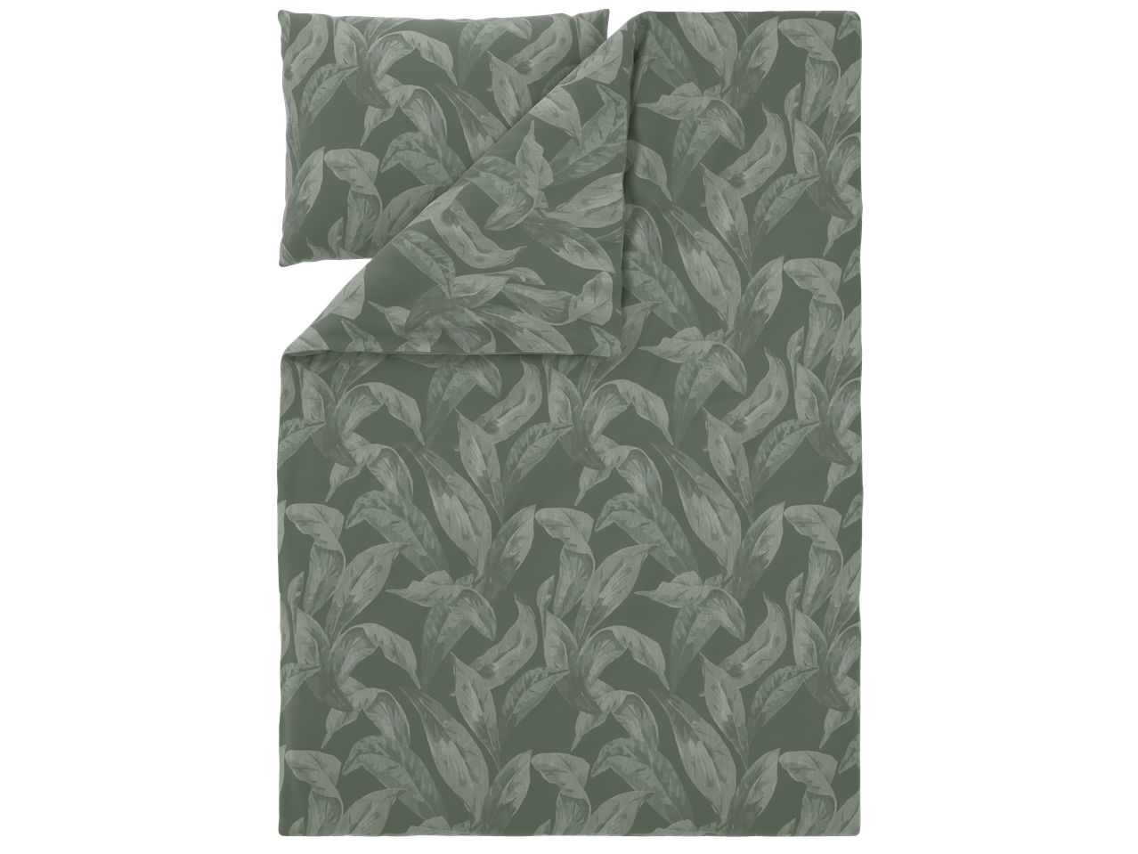 Antklodės užvalkalų komplektas su tamsiai žalių lapų raštu