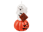 Szellem és tök alakú halloweeni gyertya Trick or Treat feliratú táskával.