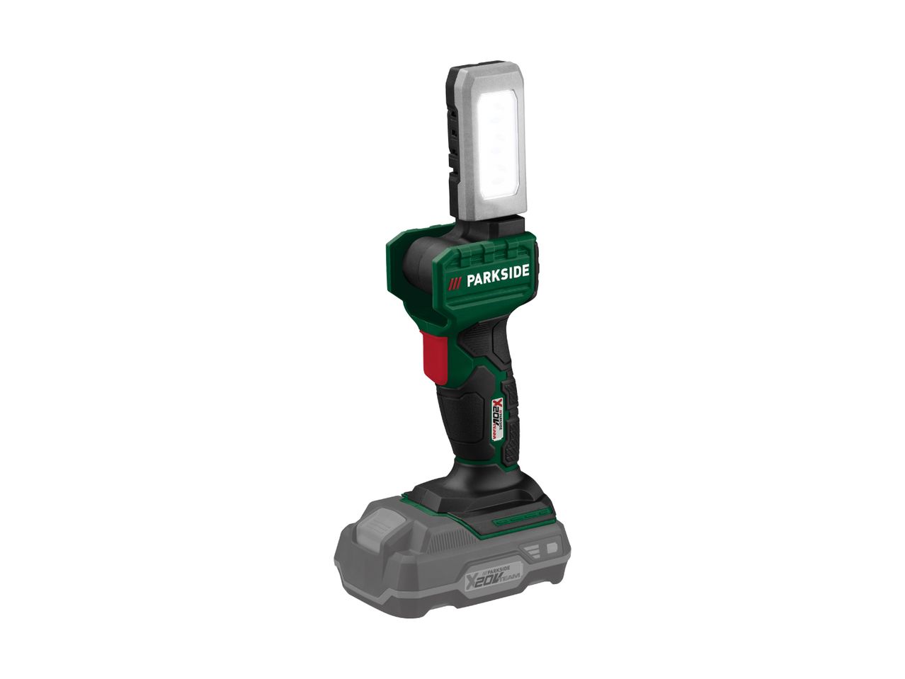 Parkside X20V Team batteridrevet arbejdslampe med batteri.