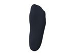 Single dark blue sock with ribbed texture, viewed from the bottom.