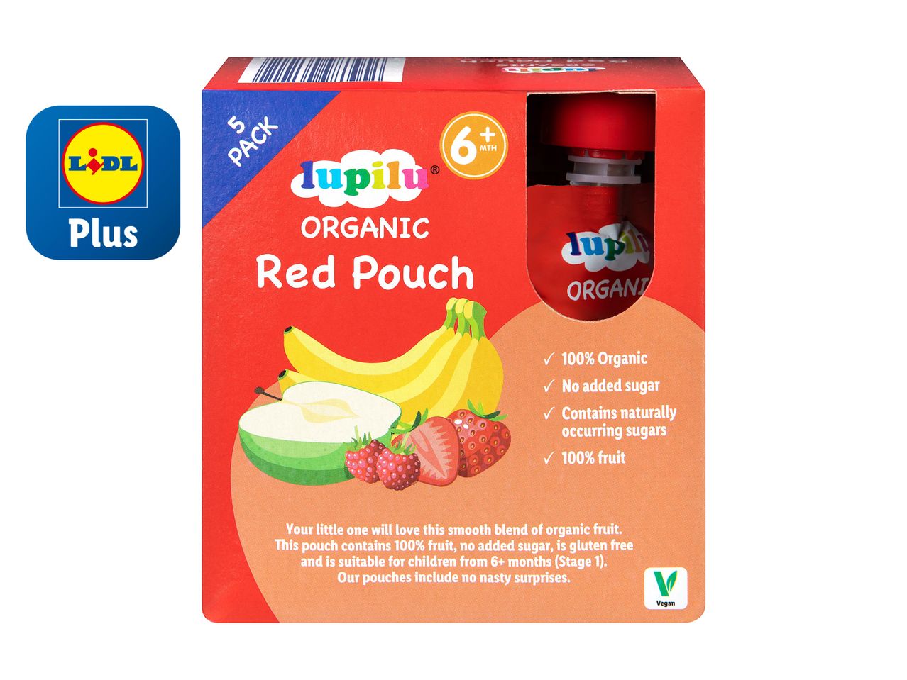 Go to full screen view: Lupilu Organic Baby Red Pouches - Image 1