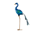 Sculpture de paon bleu en métal pour le jardin ou la maison.